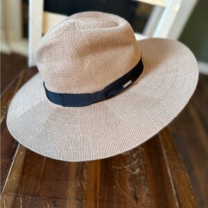 Brixton Women's Woven Sun Hat Wide Brim Fedora Adjustable Packable Sz M/L NEW